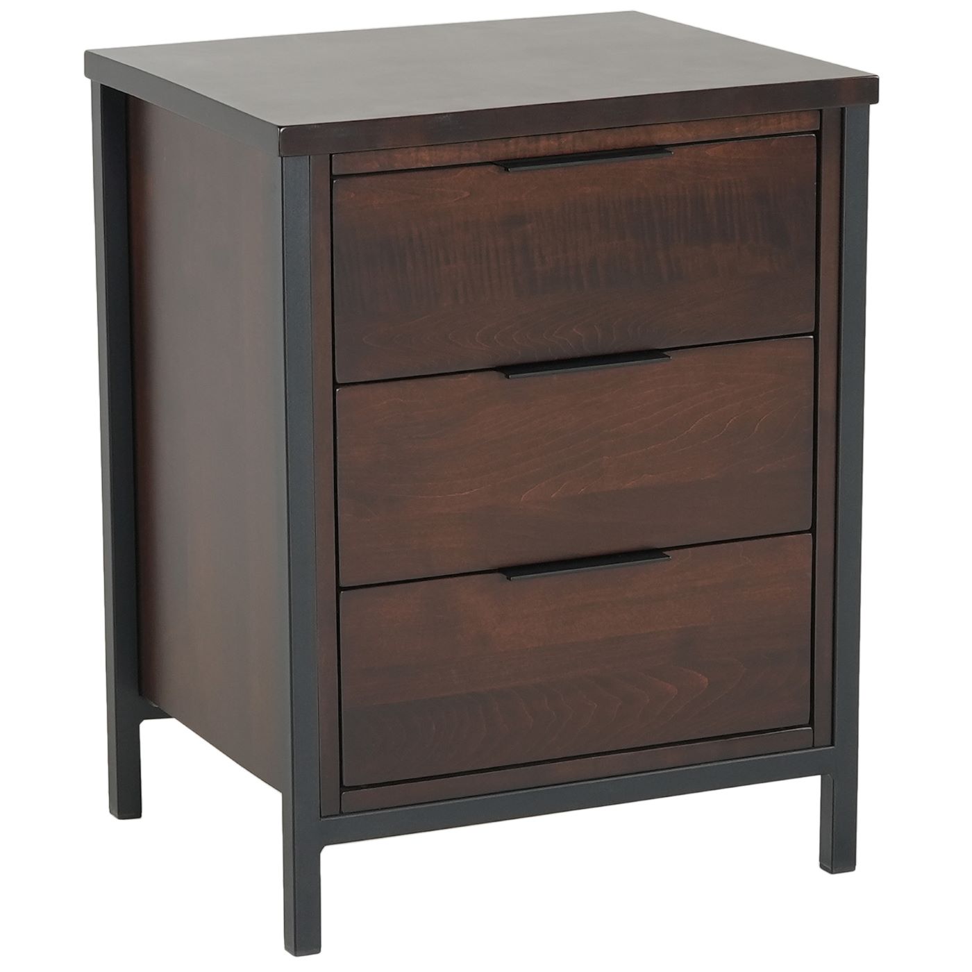 The Dane Nightstand in dark brown sits on a field of white