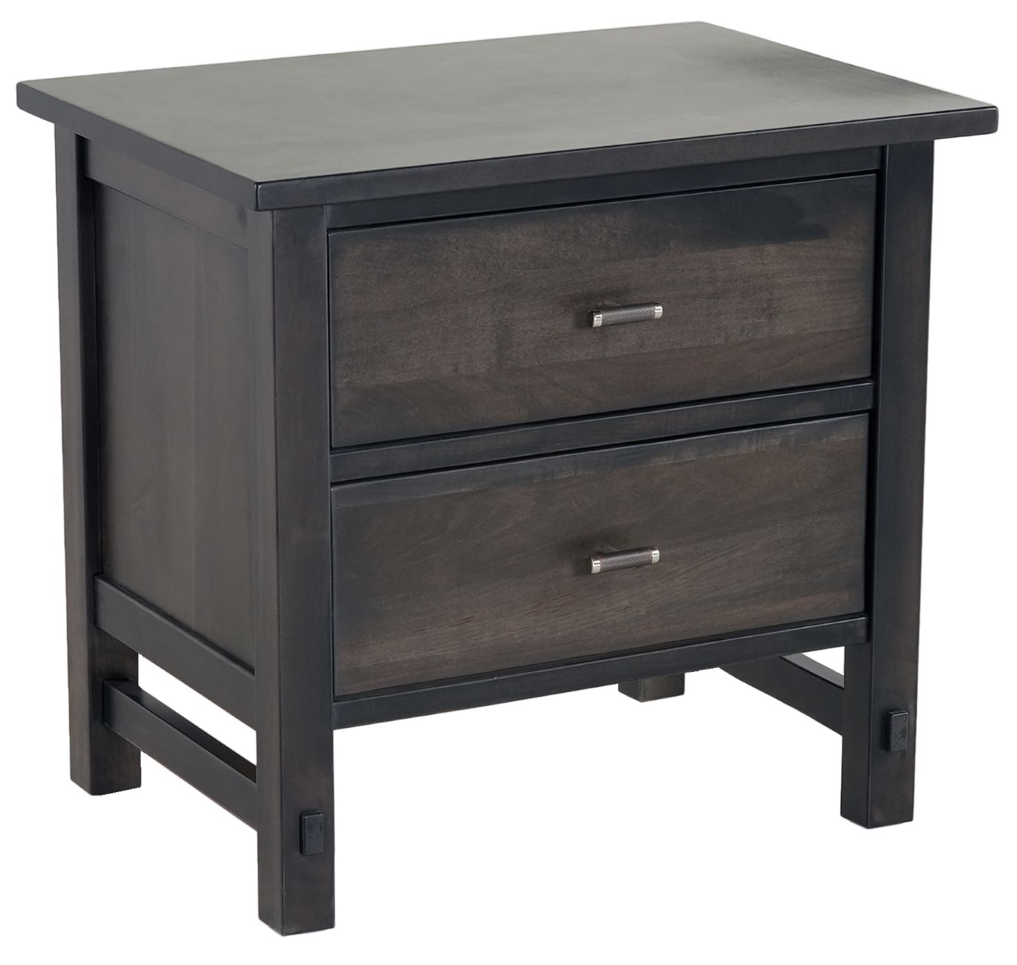 The Grayson Nightstand in dark dusty brown sits on a field of white