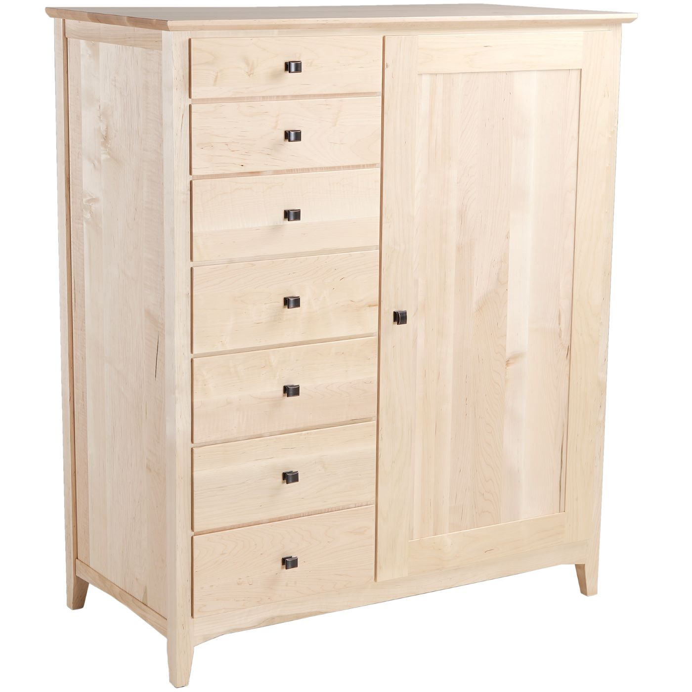 The Orion Door Chest in natural finish sits on a field of white