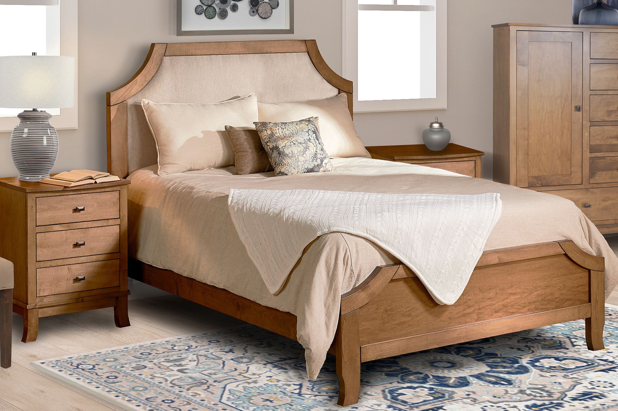 The Briley Collection of bedroom furniture sits in a large master bedroom